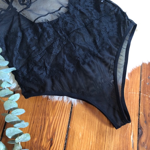 NWT💕Black Eyelash Boho Lace Lingerie Bodysuit - Picture 7 of 9